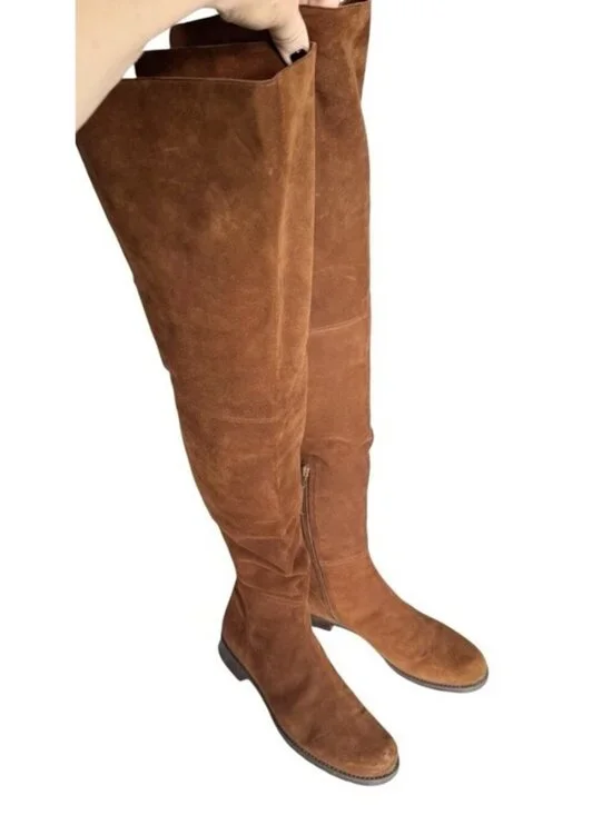 Stuart Weitzman Women's Sz 9 Hilo Brown Suede Over The Knee OTK Boots