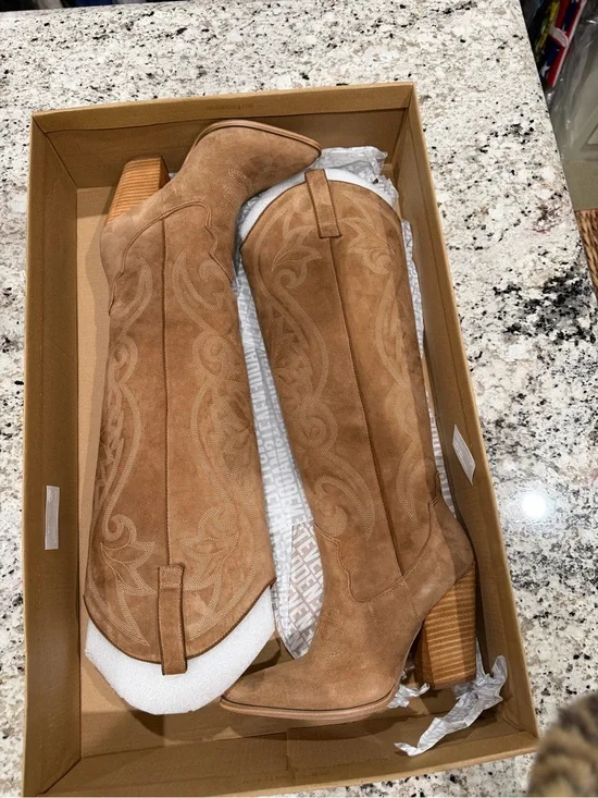 Steve Madden Tan Suede Over-the-Knee Western Boots