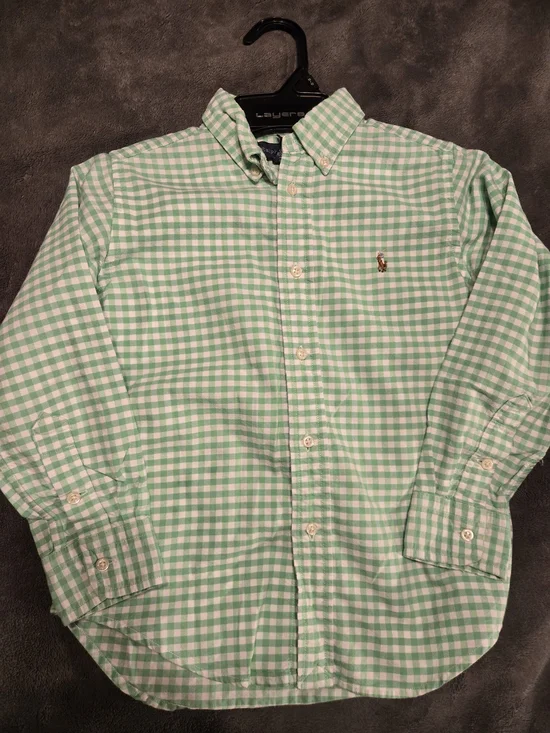 Ralph Lauren Green Gingham Button-Down Shirt
