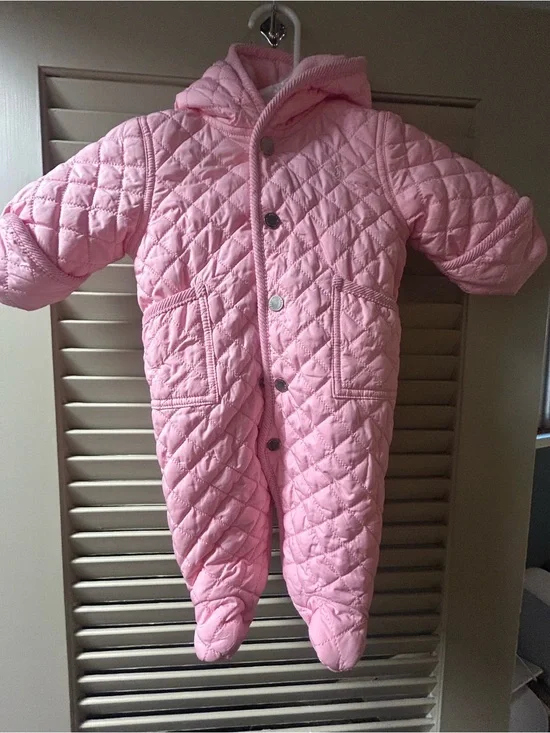 Ralph Lauren Quilted Pink Hooded Baby Bunting Snowsuit 3m