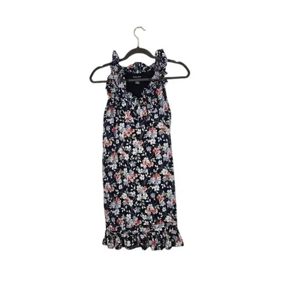 Ralph Lauren Girls Floral Dress Size 14 Blue Ruffle Cotton Lined Sleeveless