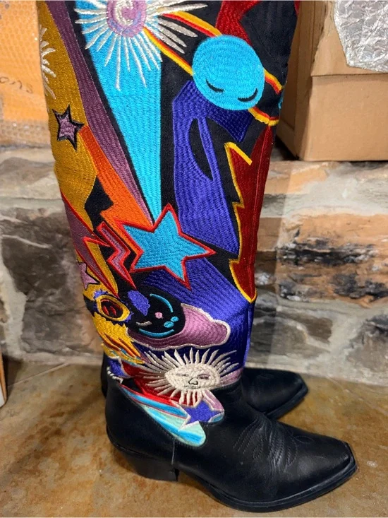 NASTY GAL Embroidered Multicolor Cosmic Tall Women's Boots