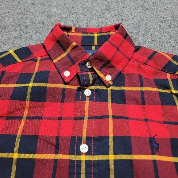 Ralph Lauren Shirt Boys 6 Red Plaid Button Down Youth Kids Preppy Cotton Pony
