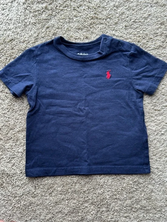 Polo Ralph Lauren Baby Navy Short Sleeve T-Shirt Red Pony Logo 9 Months