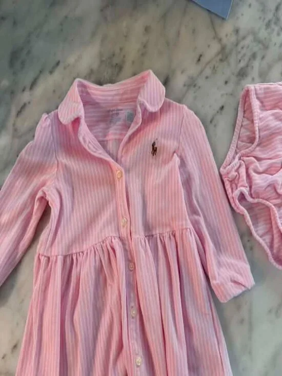 Ralph Lauren Striped Mesh Oxford Dress & Bloomer