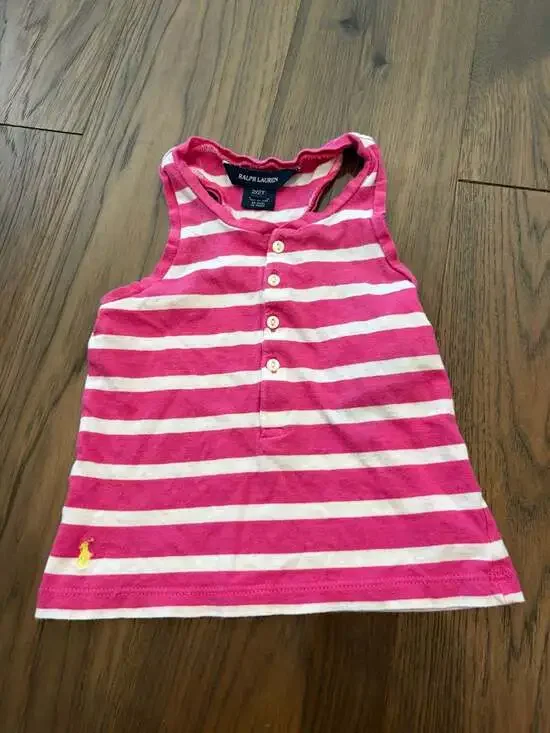 Ralph Lauren Pink and White Striped Tank Top 2T