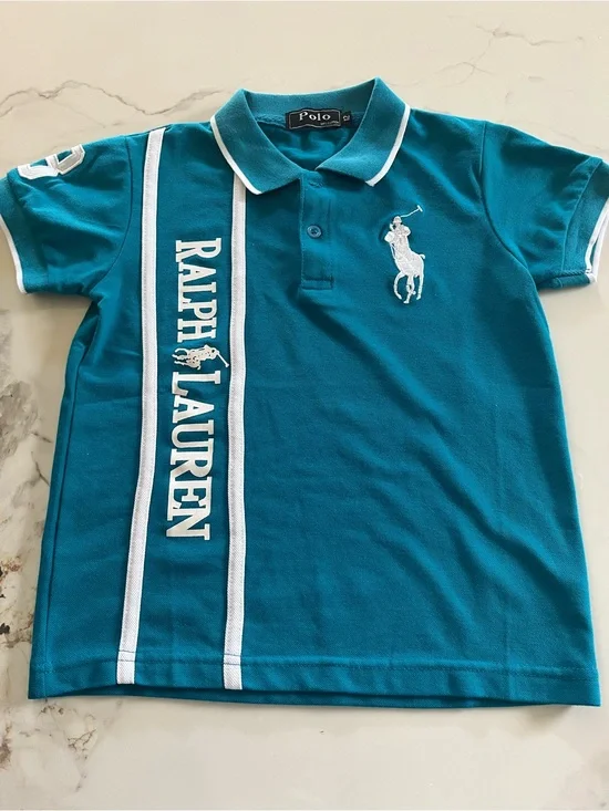 Ralph Lauren Kids Teal Polo with White Trim & Logo
