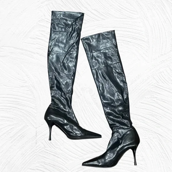 Loriblu Elegant Black Over the Knee stretch Stiletto Boots‎ Size 37/6.5 US