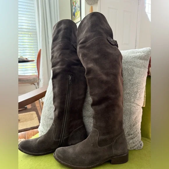 Frye Dark Brown Suede Over the Knee Boots