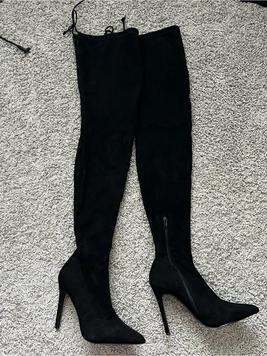 Black thigh high boots
