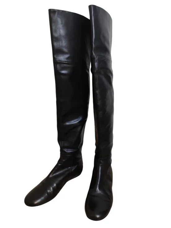 Vera Wang Lavender Black Over-the-Knee Leather Boots