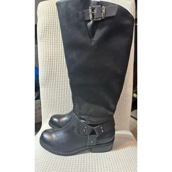 Volatile NEW size 7.5 tall black harness riding boots Meridee moto