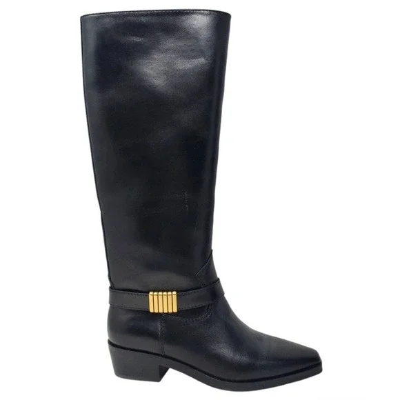 Vince Camuto Leather Knee High Boots Black EXTRA Wide Calf Women 12 WIDE‎ NIB