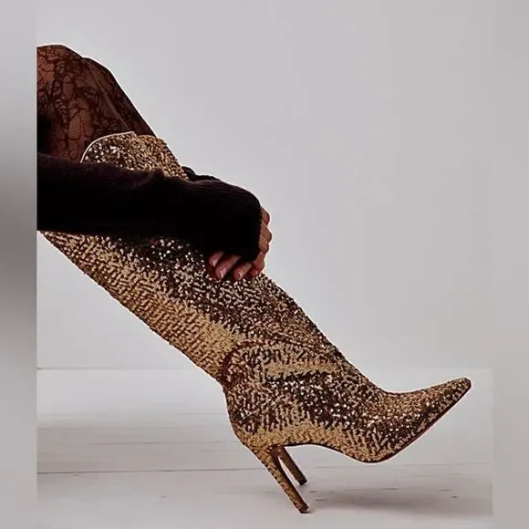 Free People Vicenza After Midnight Sequin Boots