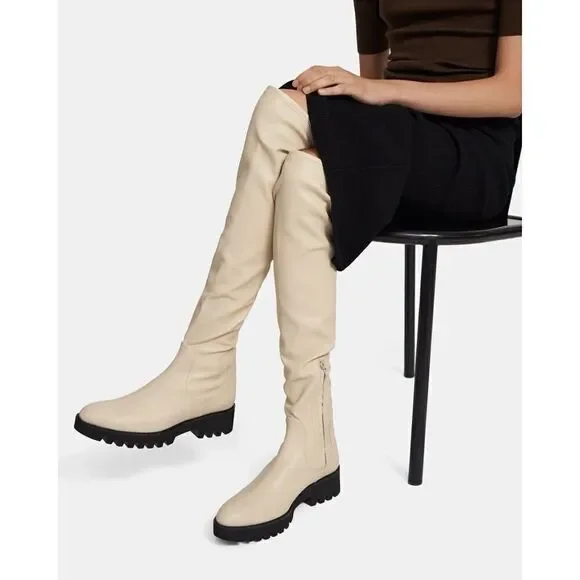 Theory Over-The-Knee Boot in Faux Leather White sz 9 US