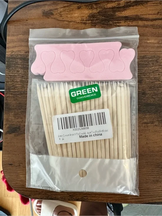Pink Toe Separators with Wooden Cuticle Sticks - Pedicure Kit