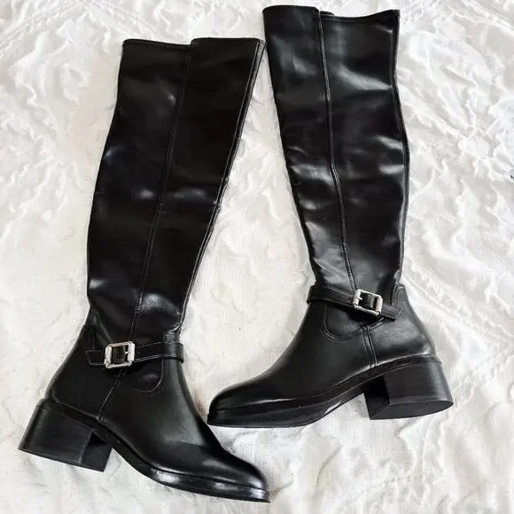 Dolce Vita Elyse Over-The-Knee Buckle Block Heel Boot Size 7 New