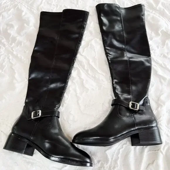 Dolce Vita Elyse Over-The-Knee Buckle Block Heel Boot Size 10 New