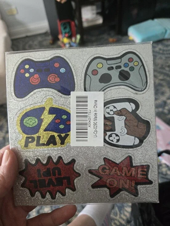 Glitter Gaming Controller Cupcake Toppers- Blue, Gray, Gold, Red, Black