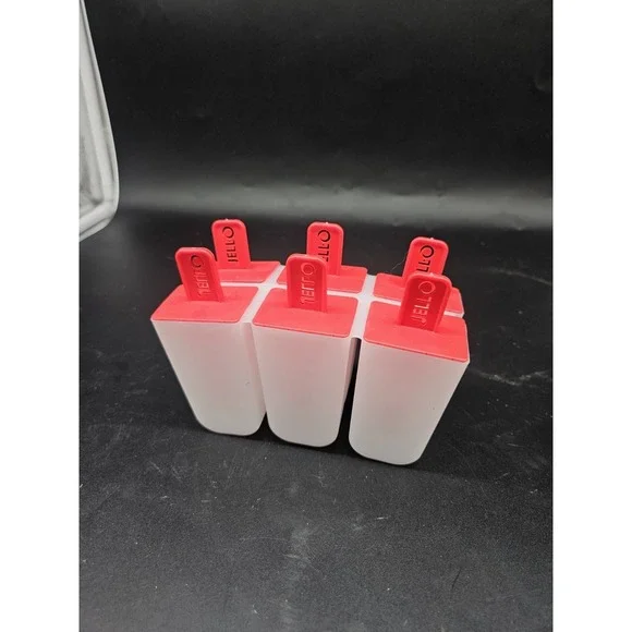 Jell-o Pudding  or Ice Pop Molds Vintage Plastic White and Red Makes 6 Pops