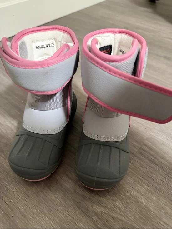 Kids White and Pink Winter Boots - Pink Trim
