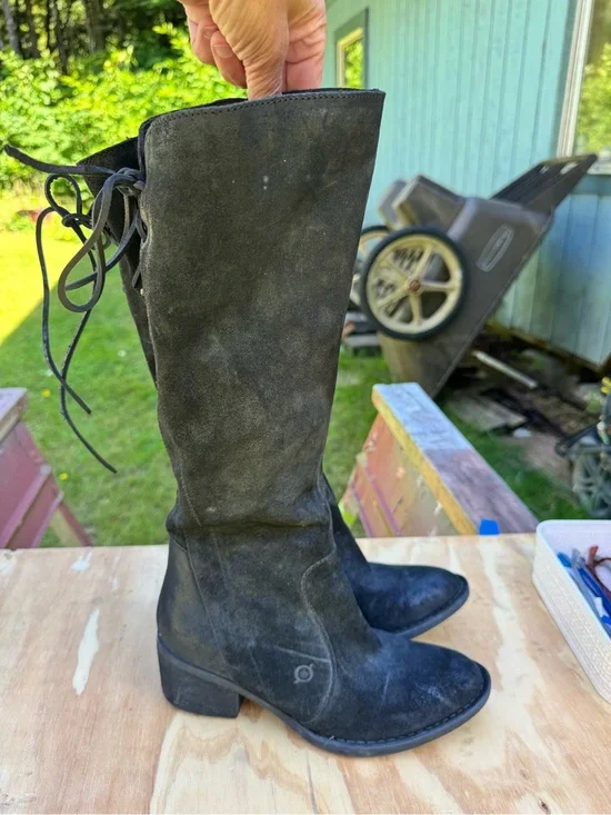 Born Black Suede Over-the-Knee Lace-Up Boots