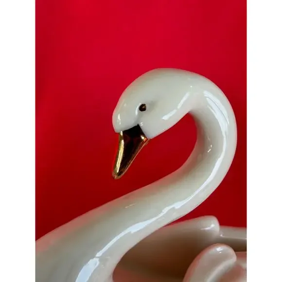 Vintage Lenox Porcelain Swan Place Card Holder Coquette Aesthetic 24K Gold Trim