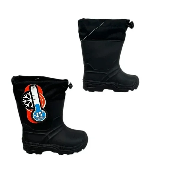 Wonder Nation Unisex Size 7 Black Winter Insulated To -25 degrees Rubber‎ Boots