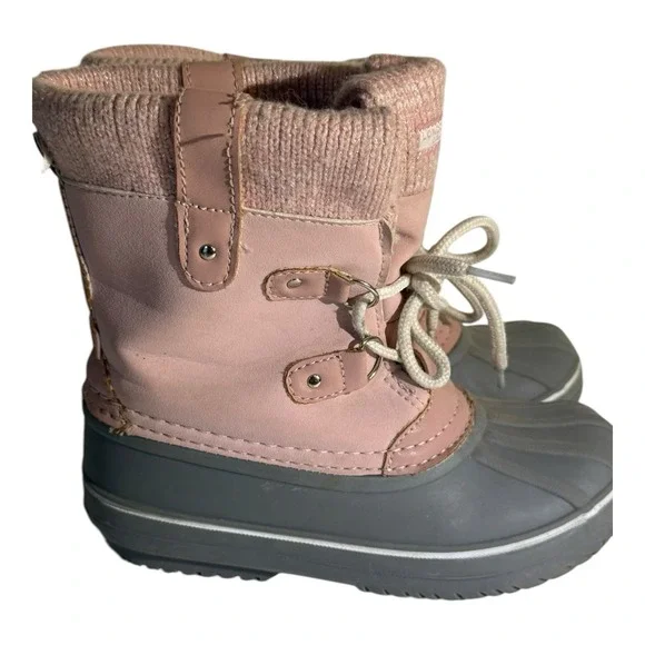 London Fog Girl's Gray and Pink Lightweight Winter/Snow‎ Boots Youth Size 12