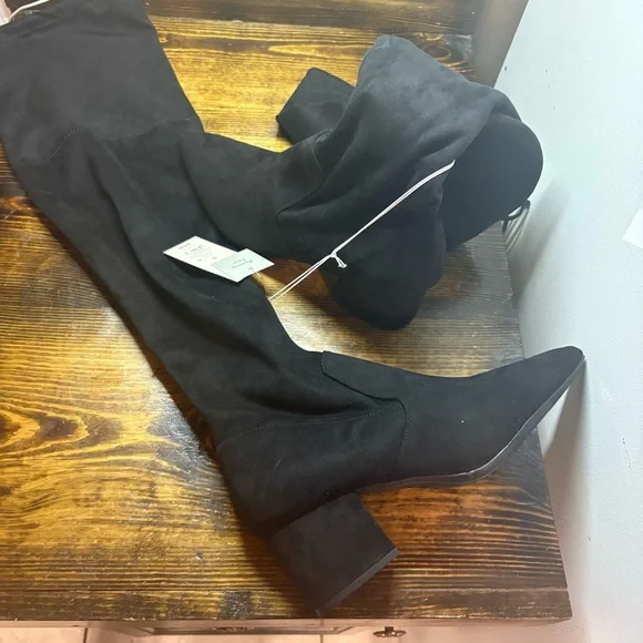 A New Day Black Heeled Knee High‎ Boots Size 12