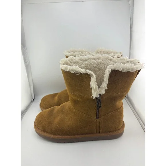 Koolaburra by UGG Kids Chestnut Suede Faux Fur Lined Winter Boots Size 4