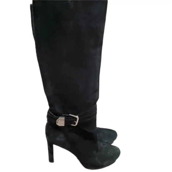Antonio Melani leather tall heels boots shoes sz 7.5M pull on