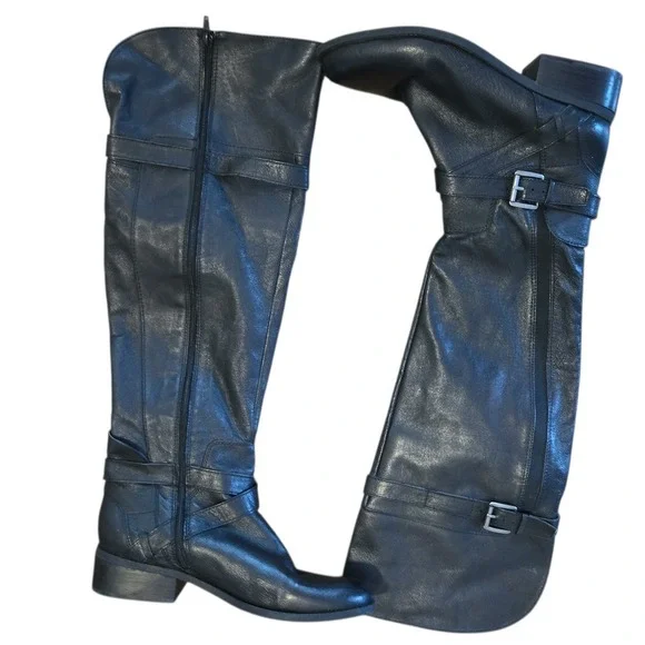 Nine West Black Leather Knee High Riding Boots Size‎ 10
