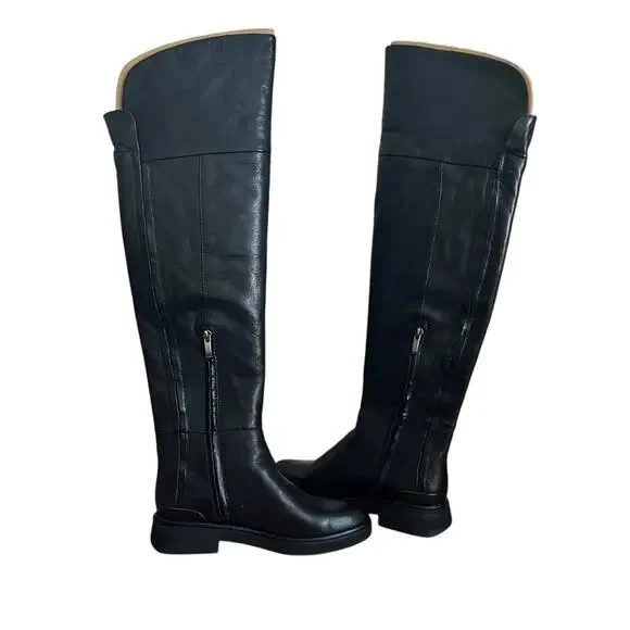 Franco Sarto Battina Knee High Black Leather Riding Leather Boots Size 6