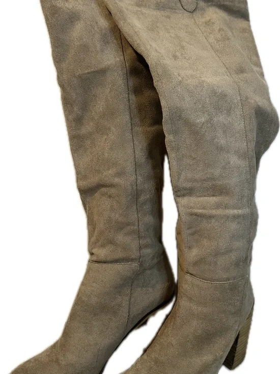 Mi.iM Women's Tall Suede Block Heel Boots - Taupe