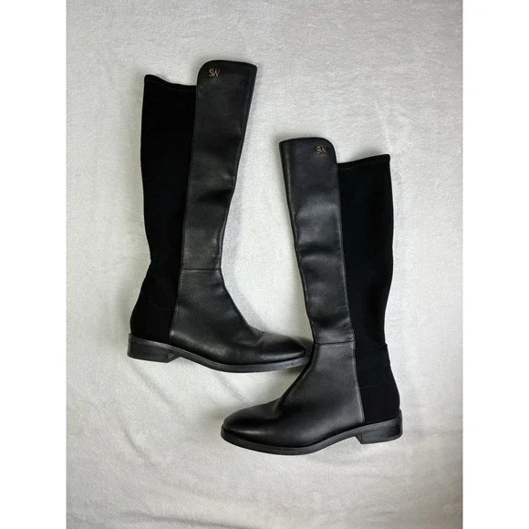 Stuart Weitzman  Keelan Over Knee Boots Sz 7 B Black Women's Riding Tall