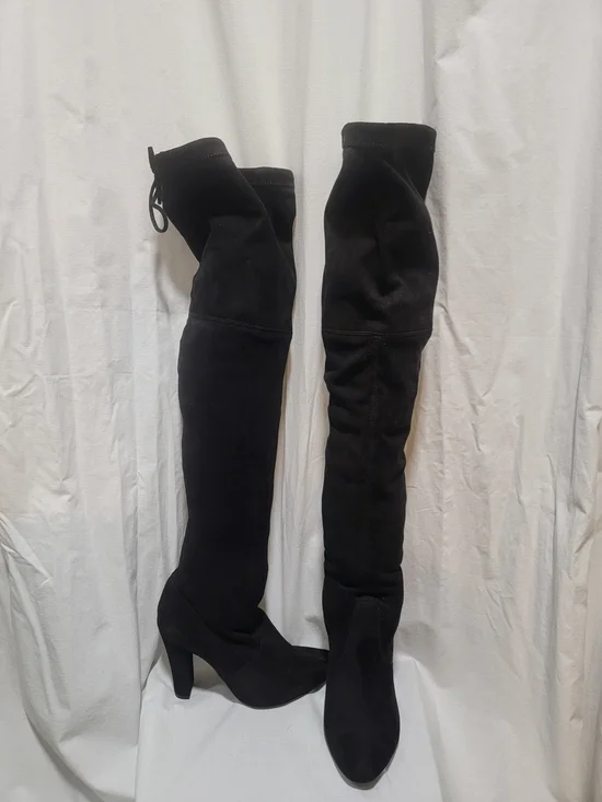 Steve Madden Black Over-the-Knee Stretch Boots with Heel
