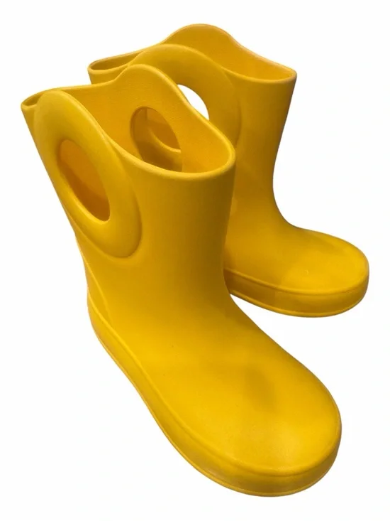 Kids Yellow Waterproof Rain Boots with Easy-Grab Handles