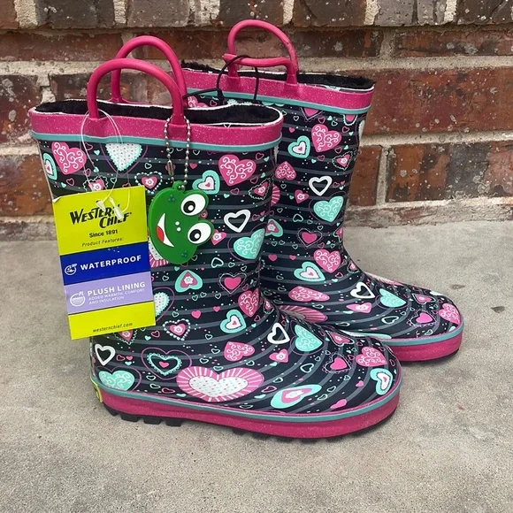 NWT Western Chief Plush Lined Rain Boots! Kids 13