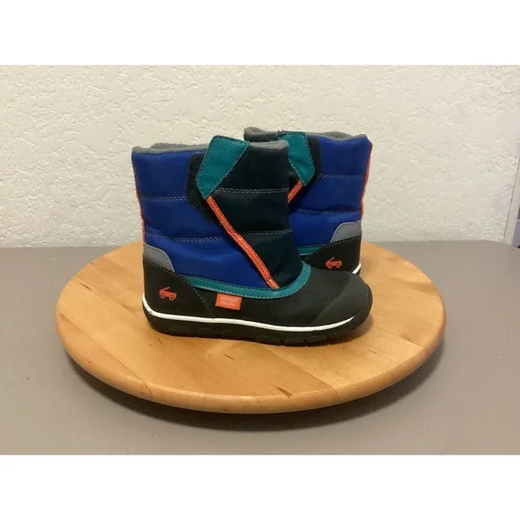 See Kai‎ Run Sam Waterproof Insulated Snow Boots Blue Black Kids Size 12