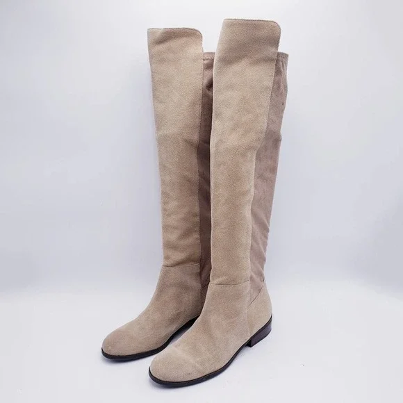 Lucky Brand Calypso Over The Knee Boots Tan Suede Leather Low Heel Size 9.5‎