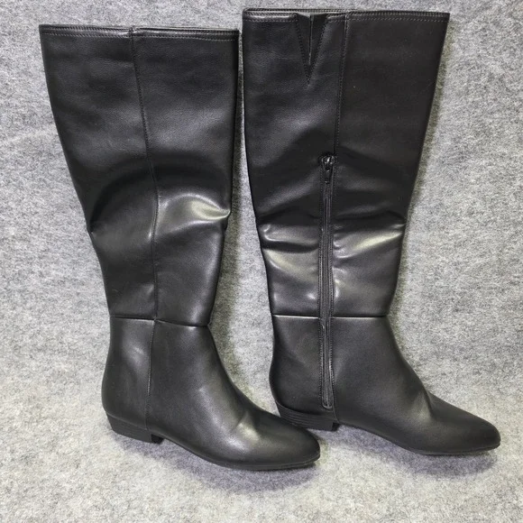 Sugar Women Immerse‎ Faux Leather Black Size 8.5M Tall Flat Dress Boots Side Zip