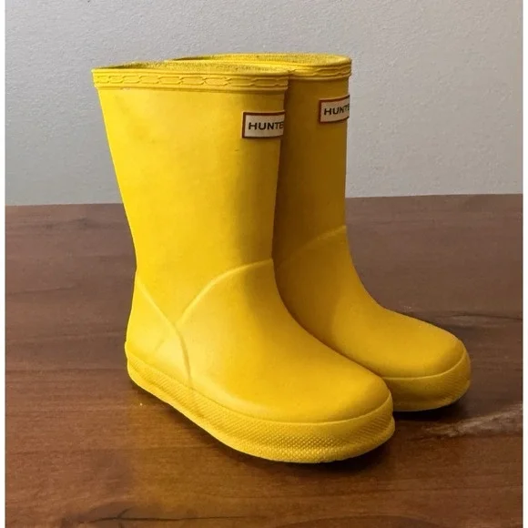Hunter Play Yellow Rubber Wesslies  Winter & Rain Boots Uk 8 US 9 EU 25 GUC