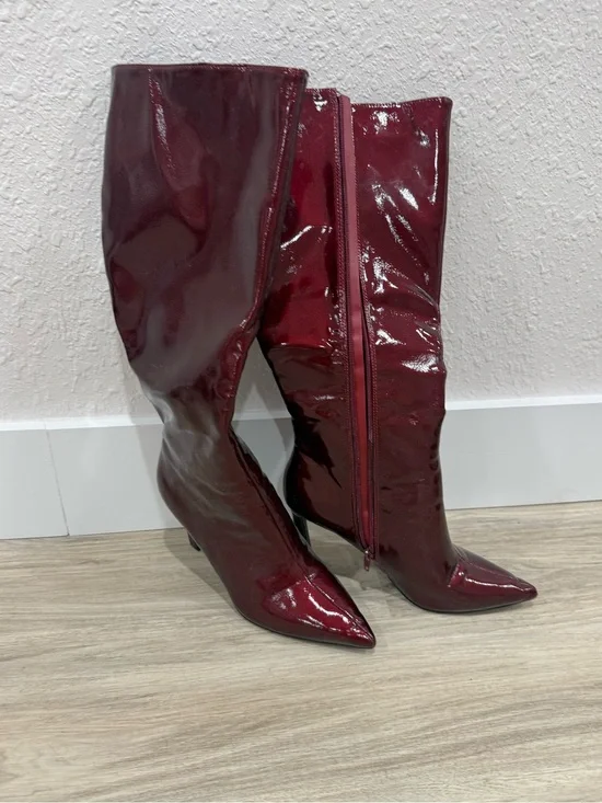 Windsor Women's Burgundy Patent Over-the-Knee Boots