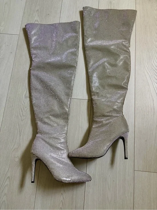 Dolls Kill Poster Girl Publicity Stunt Thigh High Rhinestone Boots US Size 8