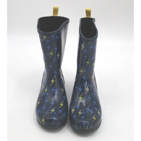 Muck Boots Blue and Yellow Lightning Bolt Rubber Boots Youth Size 6