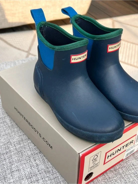 Hunter Kids Navy Blue Rain Chelsea Boots