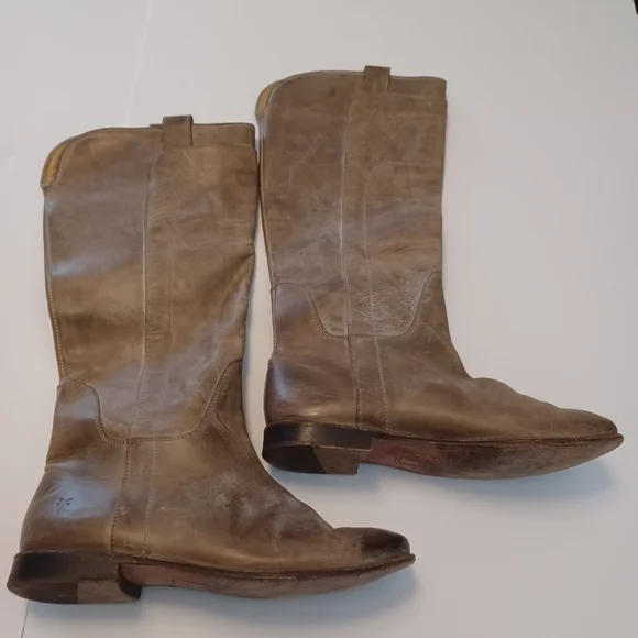 Frye Paige Tall Leather Low Heel Riding Boots Sz 10