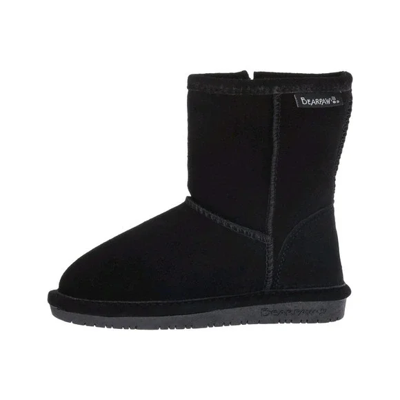 New Bearpaw Toddler Emma‎ Zipper Black Suede Mid-Calf Winter Boots Girls Size 7