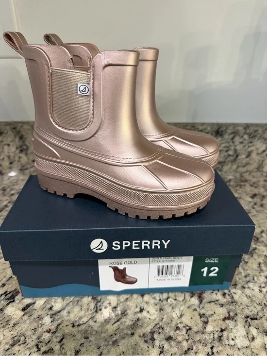 Sperry Kids' Rose Gold Waterproof Rain Boots 12M